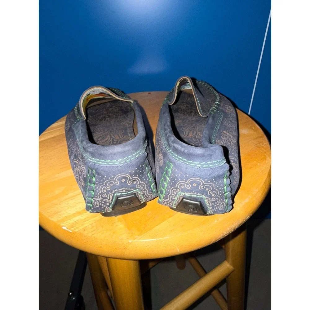 Robert Graham Mens Navy Paisley Laser Etched Suede Driving Loafers‎ Size 8.5